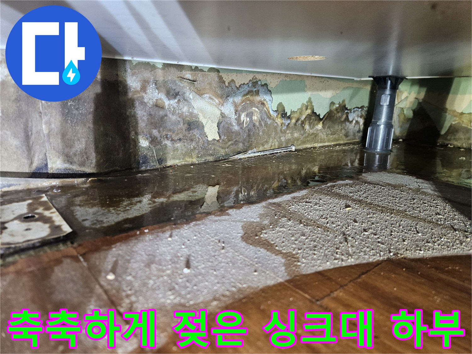 물고임이-발생한-싱크대-배수구-주변