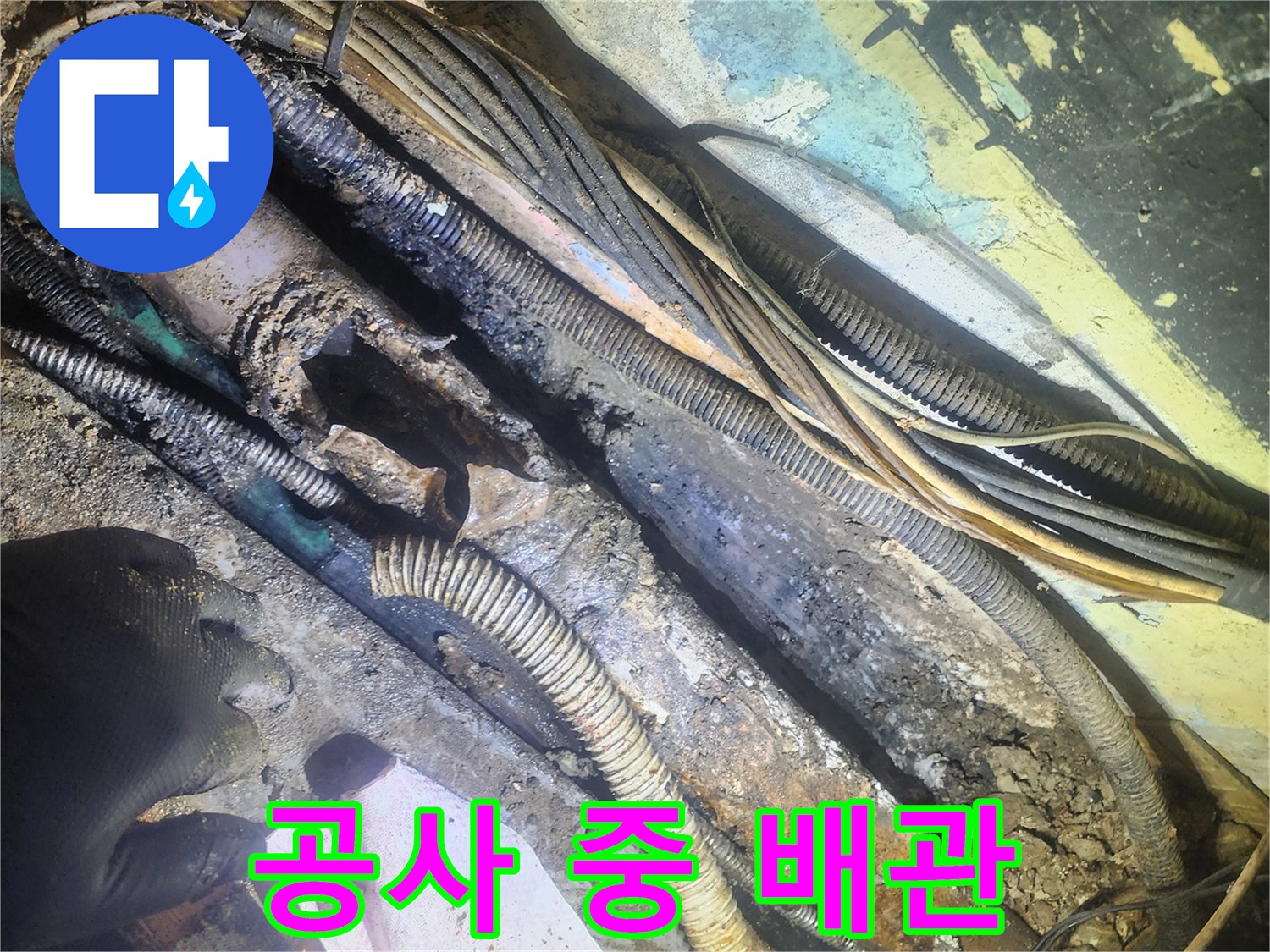 누수-공사-중-발견된-심각하게-손상된-지하-배관의-모습