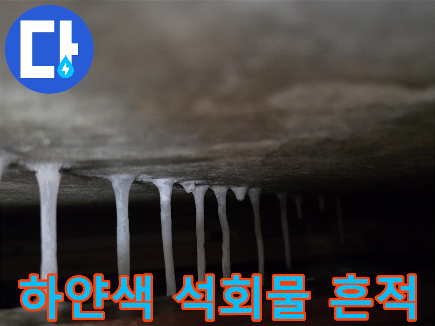 천장 슬래브-석회물이 굳어 내려온 모습