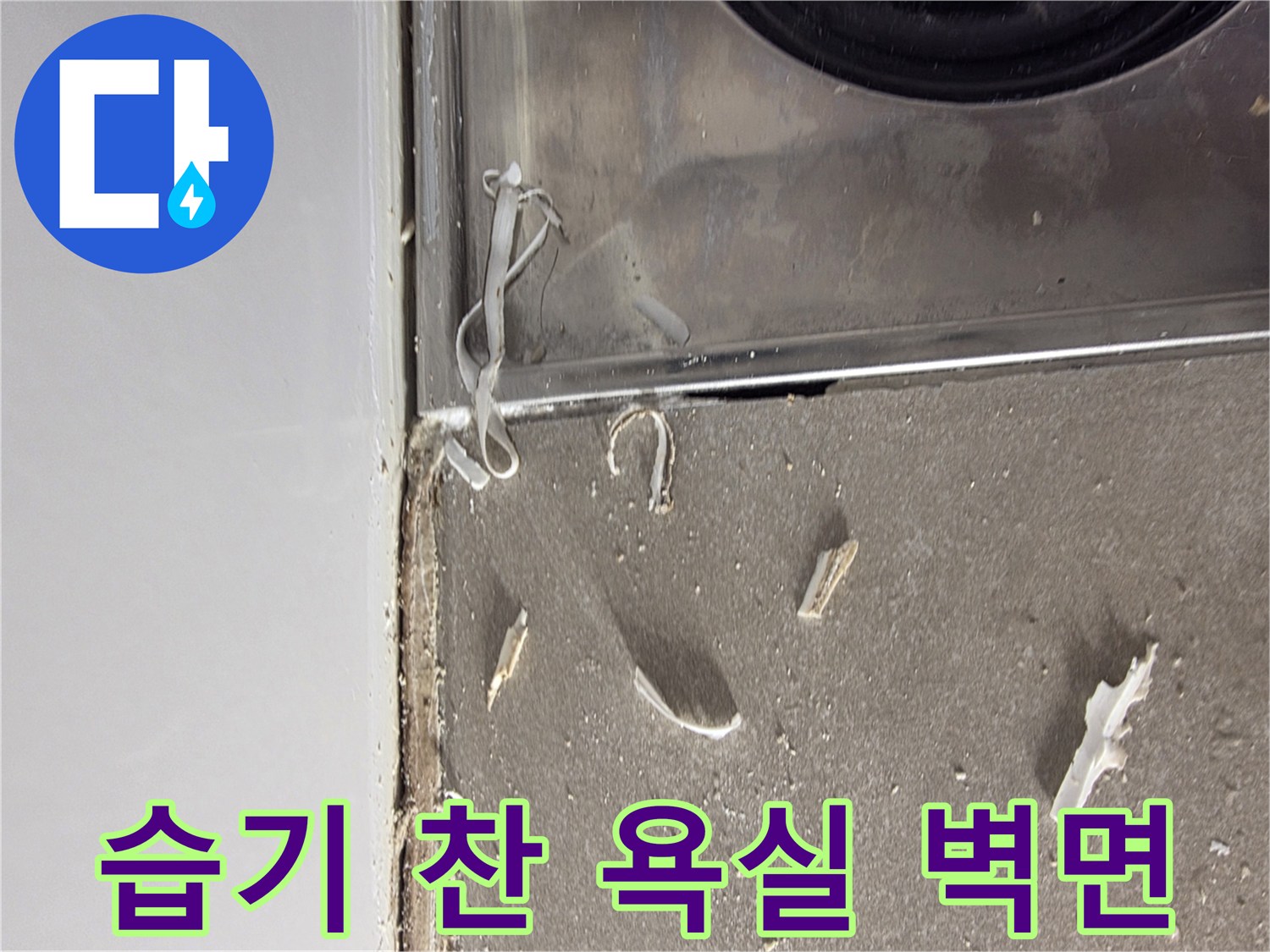 물기가 머금어진 화장실 타일 경계 부위