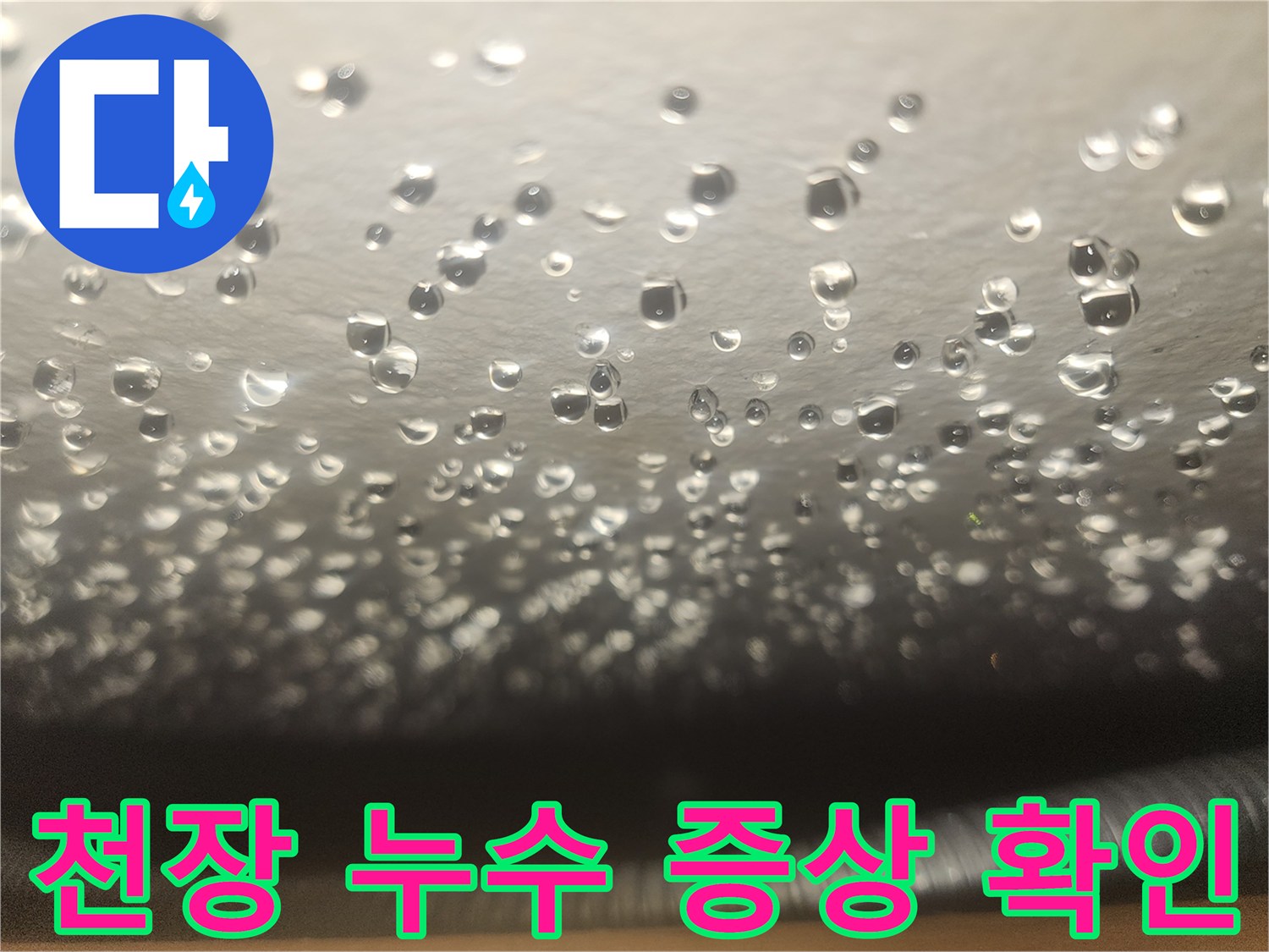 천장 표면에 맺힌 물방울 - 지하 공간의 누수 진행 상태