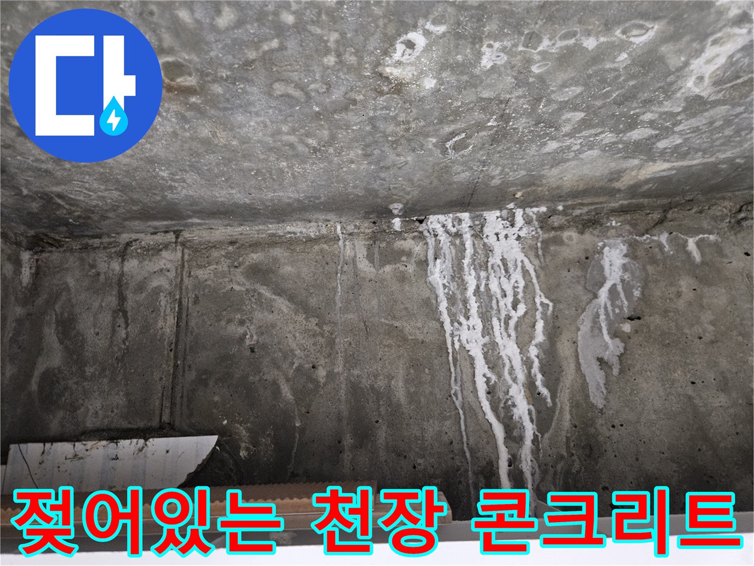 습기를 머금은-천장 콘크리트 표면의 오염 상태