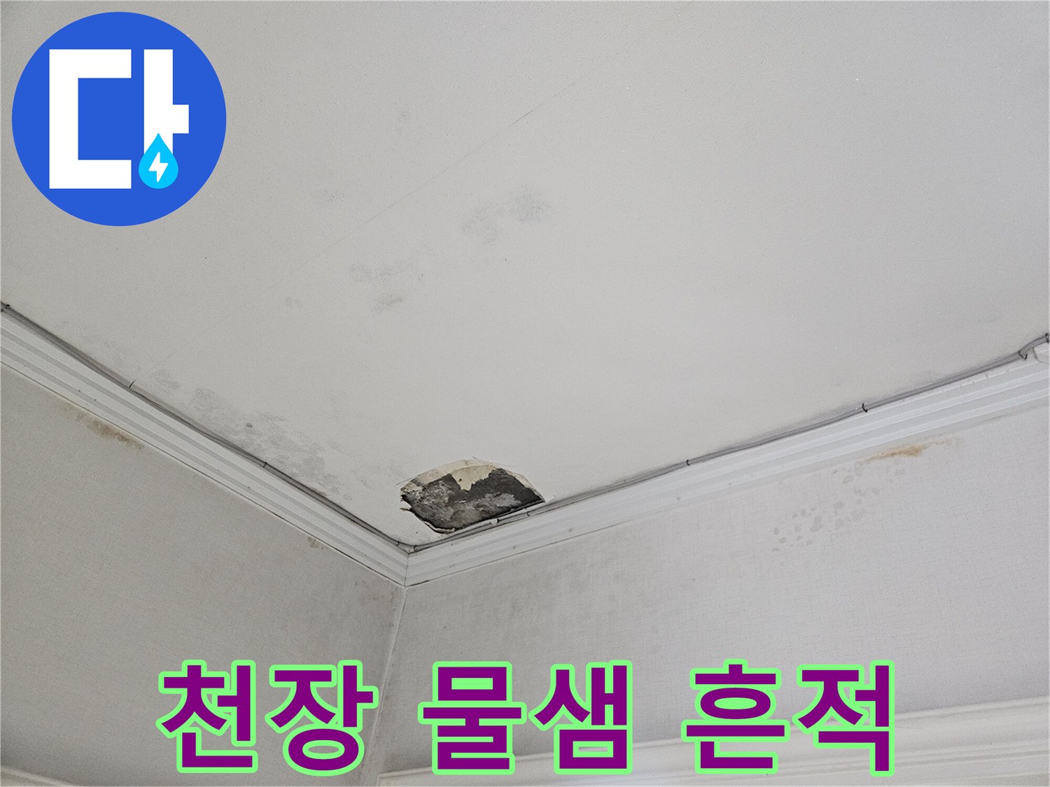 아파트-거실-천장-물샘-흔적-사진
