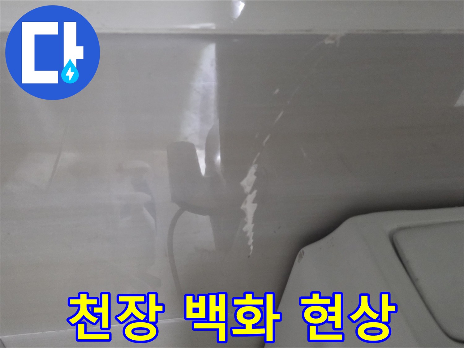하얀 석회물이 맺힌 화장실 천장 슬라브