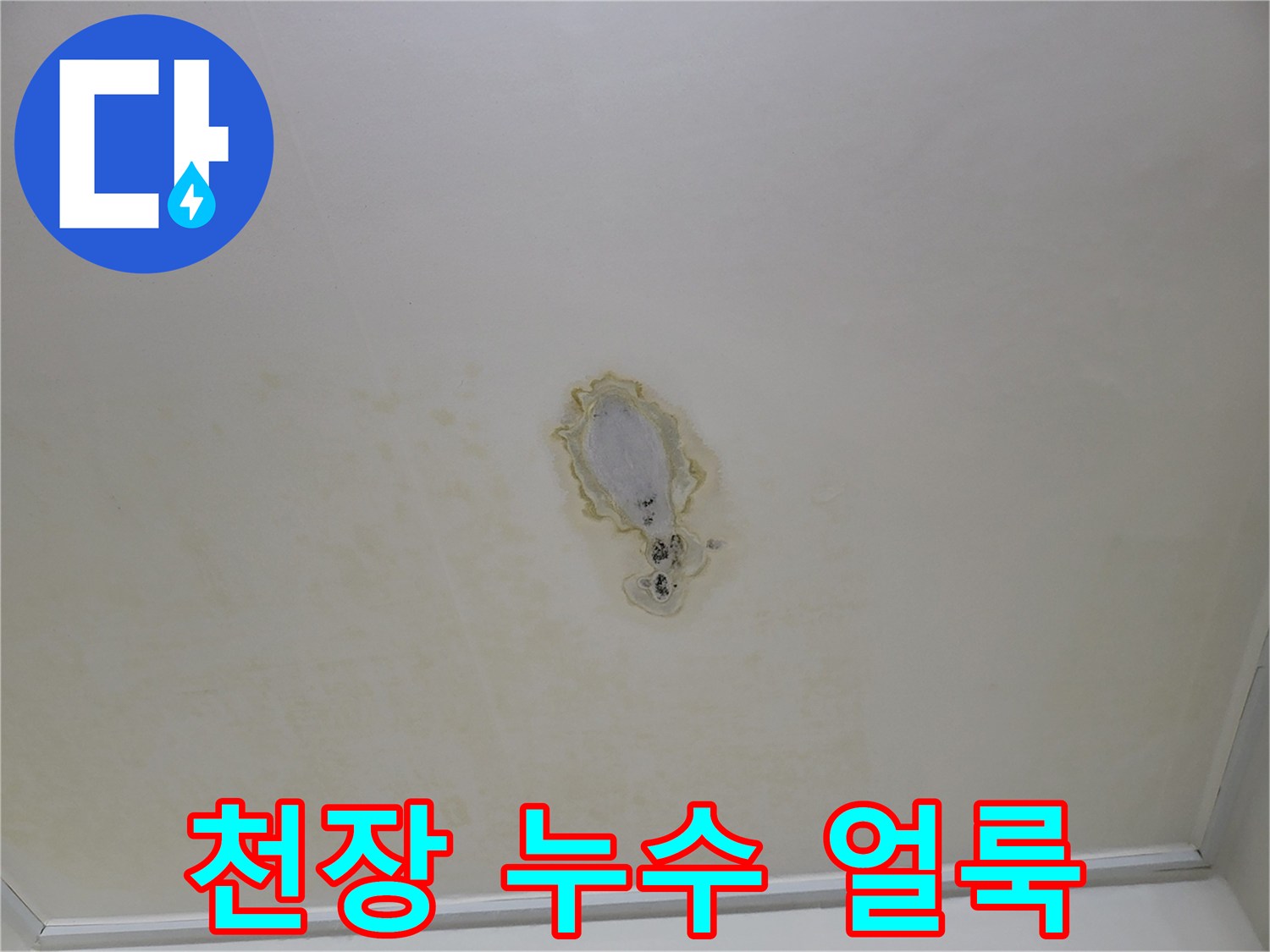 아파트-거실-천장에-발생한-누수-흔적과-얼룩