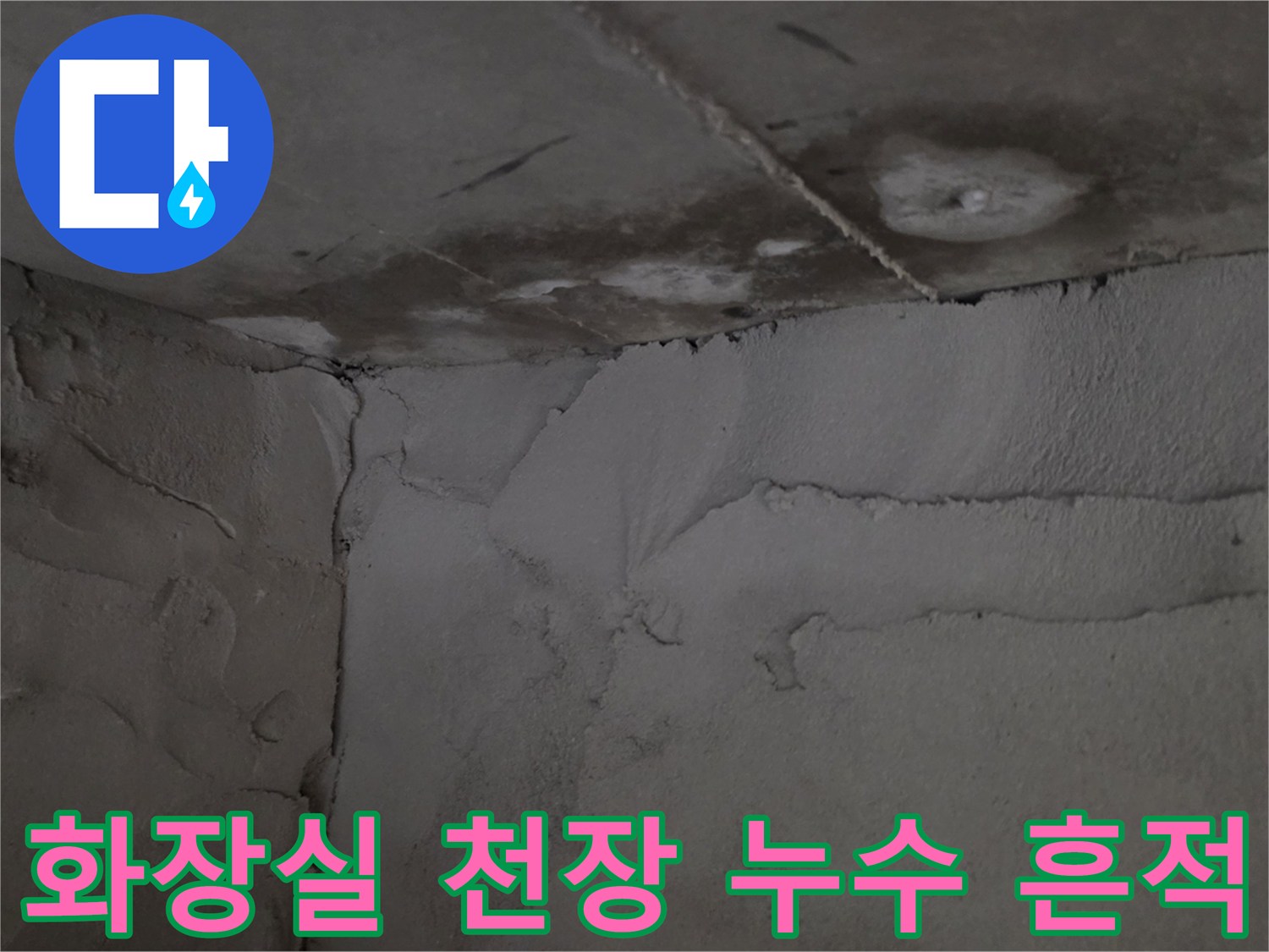 용인 기흥구 아파트 화장실 천장 내부의 물샘 흔적과 얼룩 상태