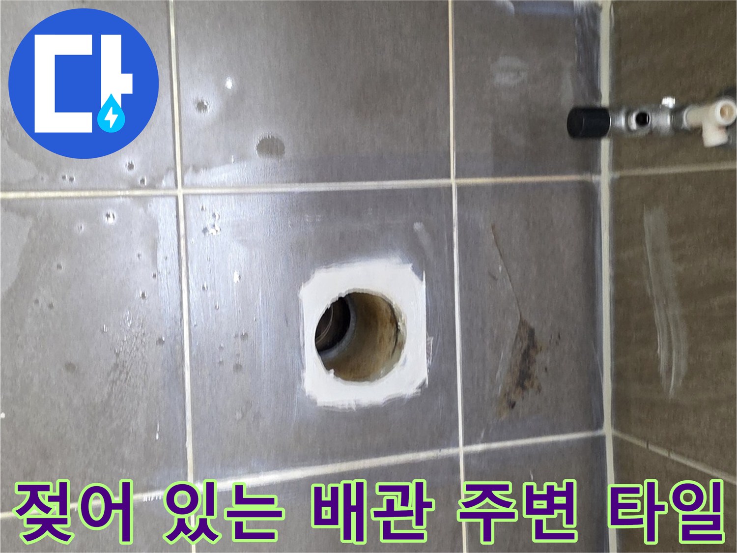 용인 기흥-배수구 주변 타일의 습기 및 오염 상태