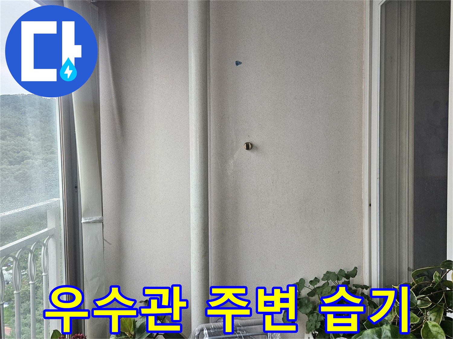 베란다-천장-우수관-주변-물샘-현상-사진