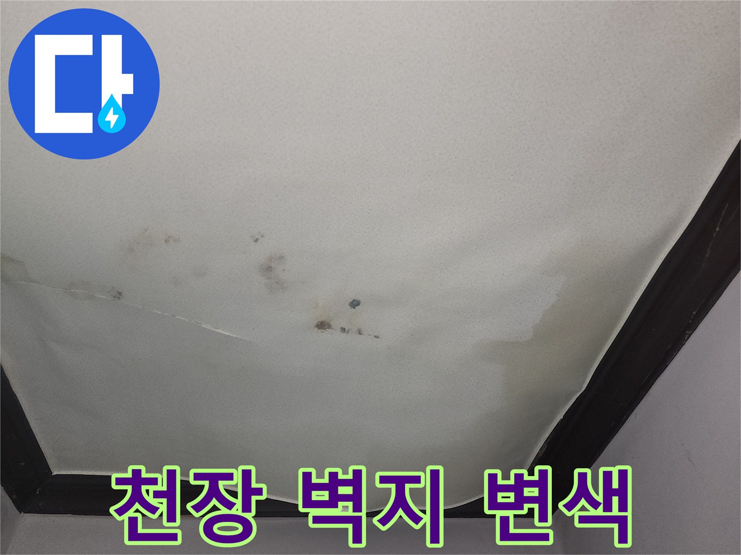아랫집-거실-천장지에-발생한-누수-흔적과-변색된-모습