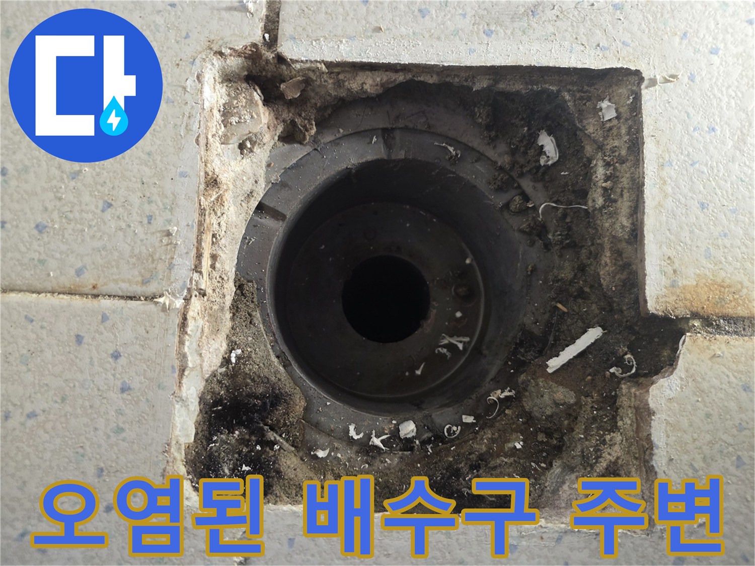 유가 탈거 후 드러난 타일 틈새의 오염 상태