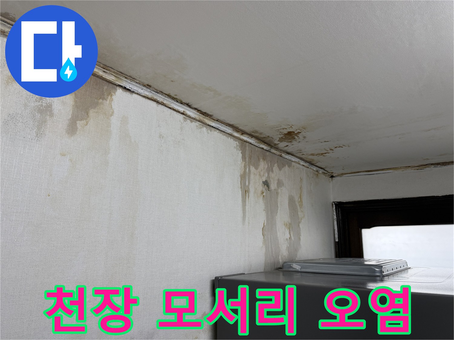 천장 경계부-누수로 인한 곰<0xAE>팡이 및 습기 흔적