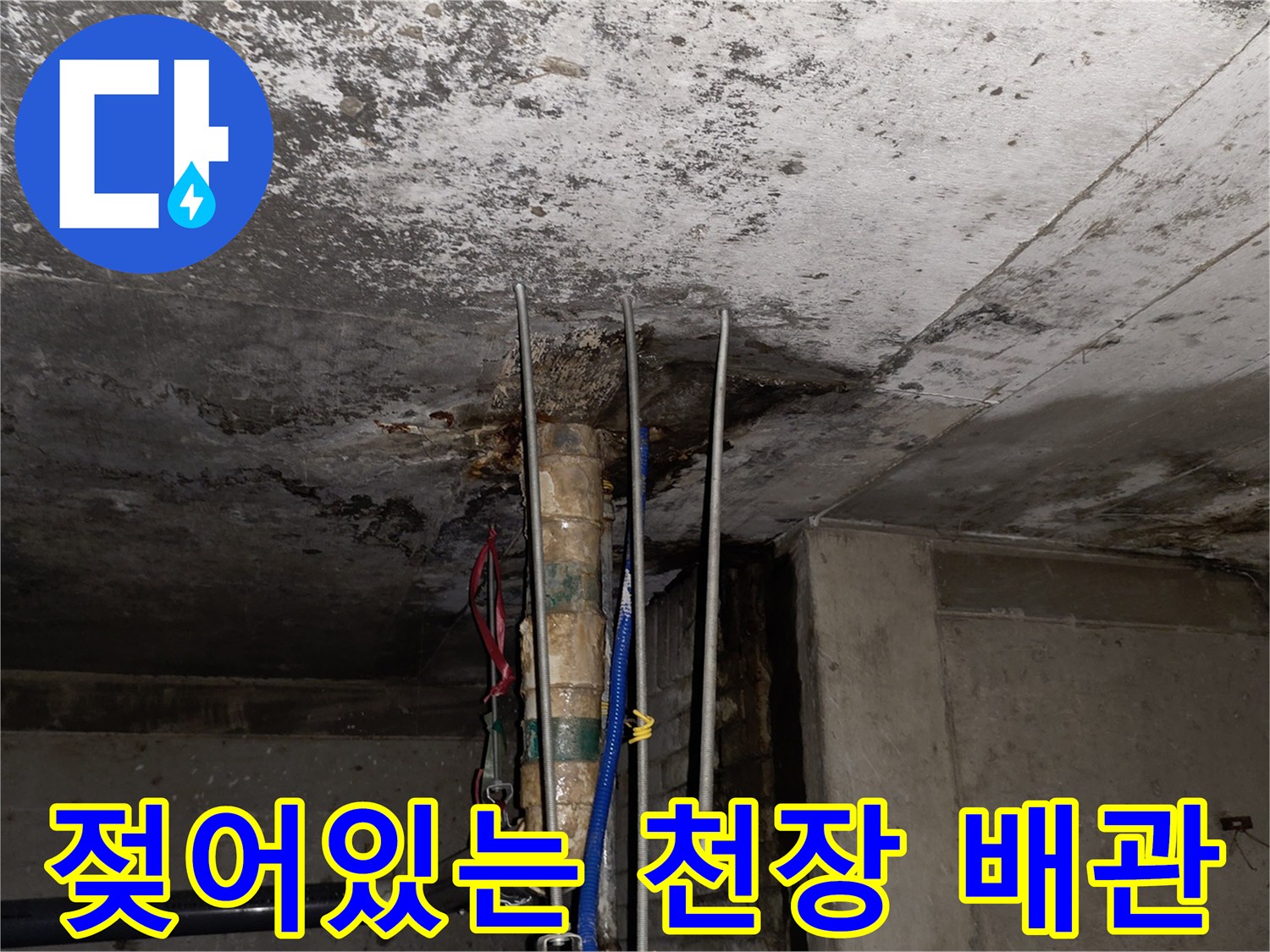 상가-천장-내부-배관-주변-누수-흔적-및-습기