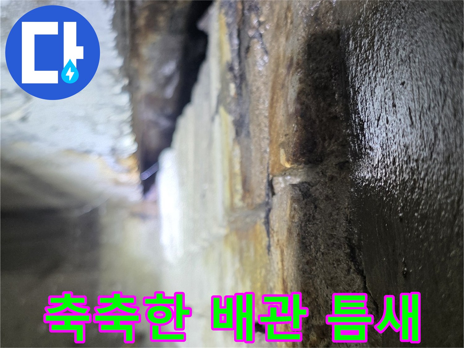수내동 상가-배관 주변의 습기 차고 오염된 천장 부위