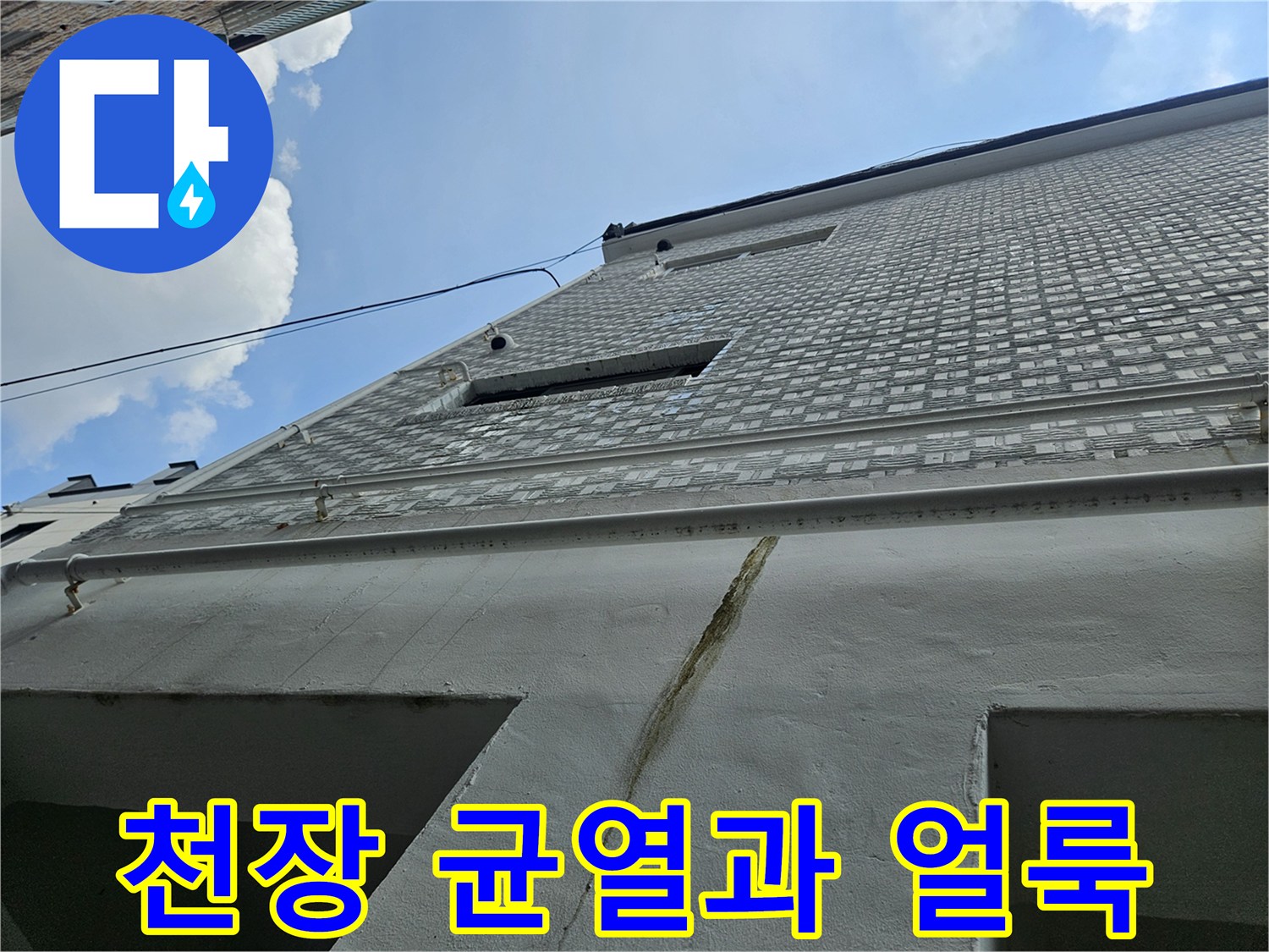 필로티-구조물-천장-부위의-균열과-습기-흔적