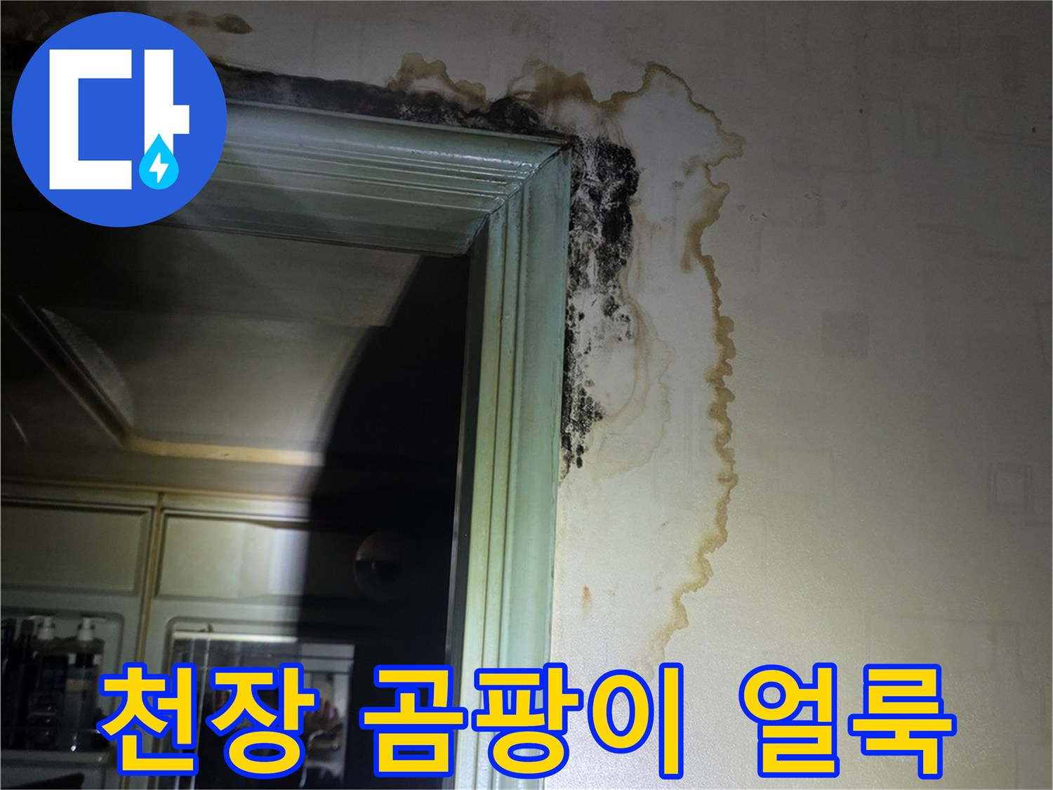 아랫집 거주 공간-물샘으로 인한 벽면 오염 상태