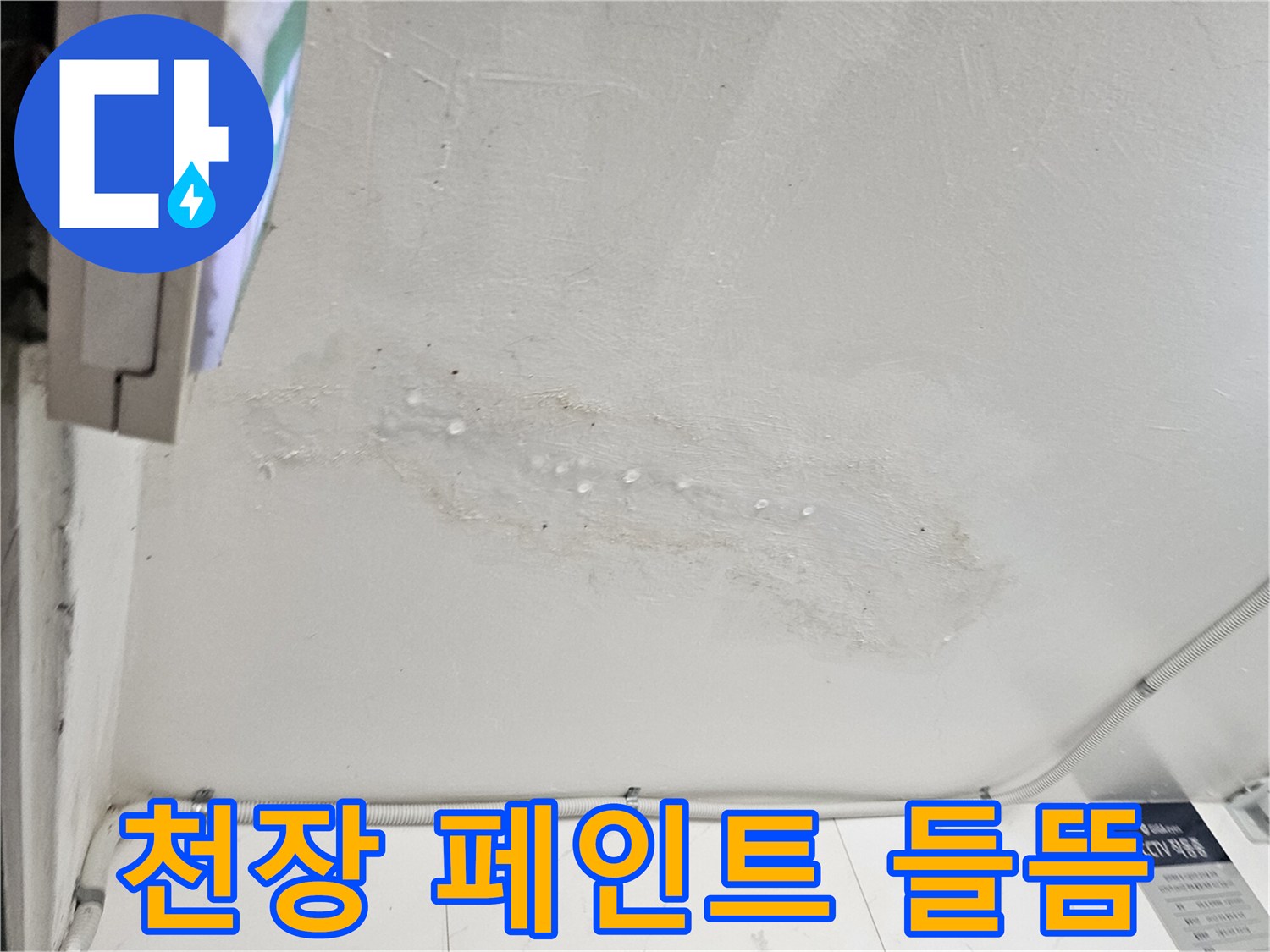 천장 벽면에 나타난 페인트 부풀어 오름 현상
