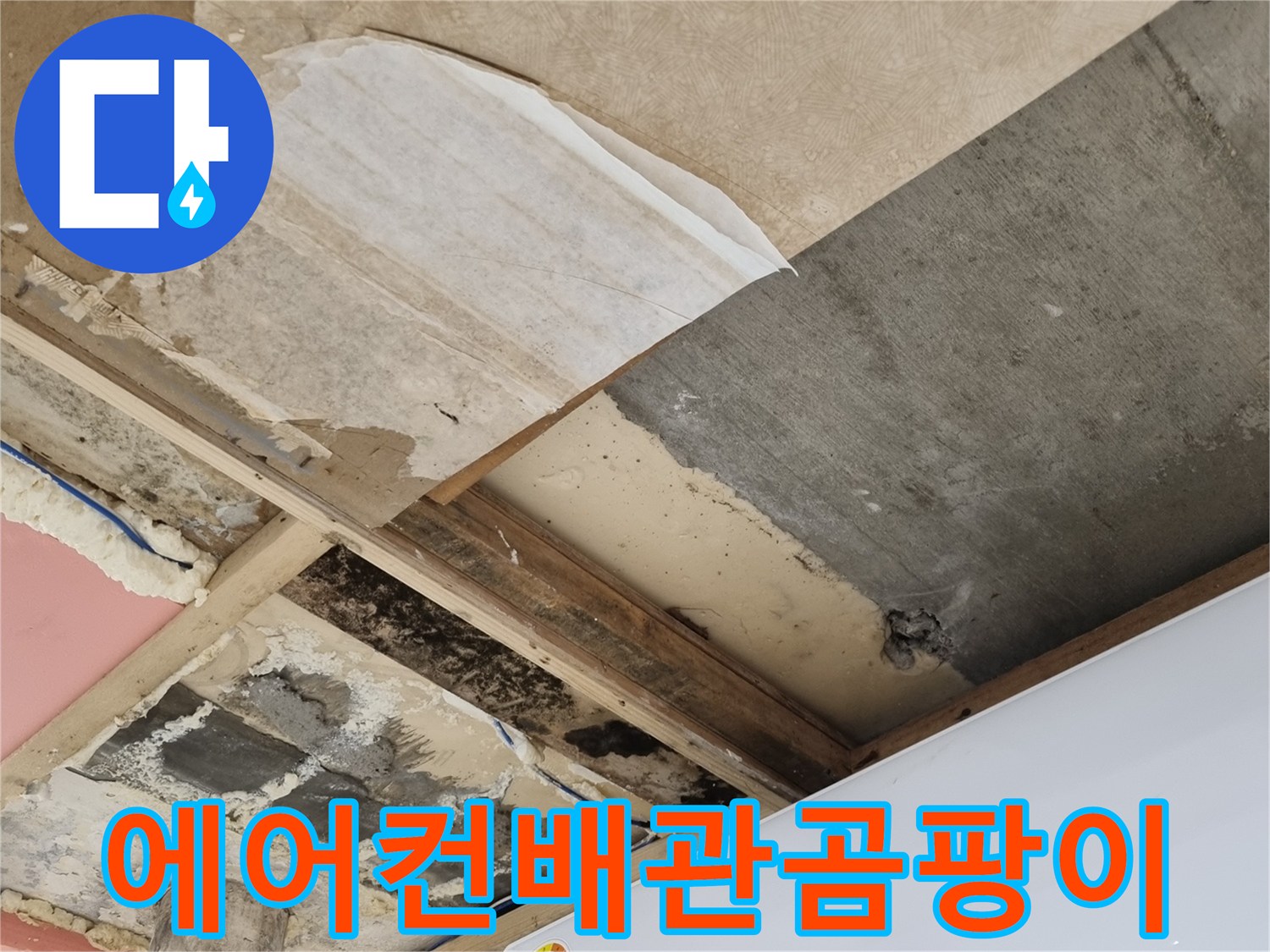 에어컨-드레인-호스-주변의-습기와-곰팡이 흔적