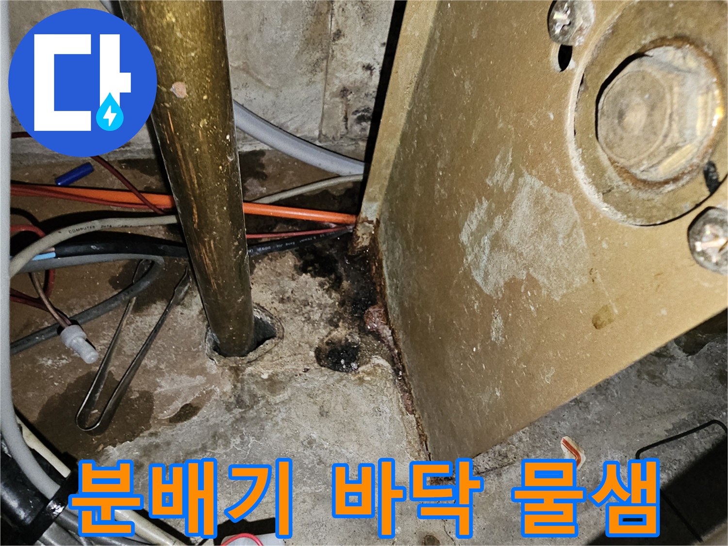 안산 단원구 현장-노후된 분배기 주변의 습기와 물 고임 상태