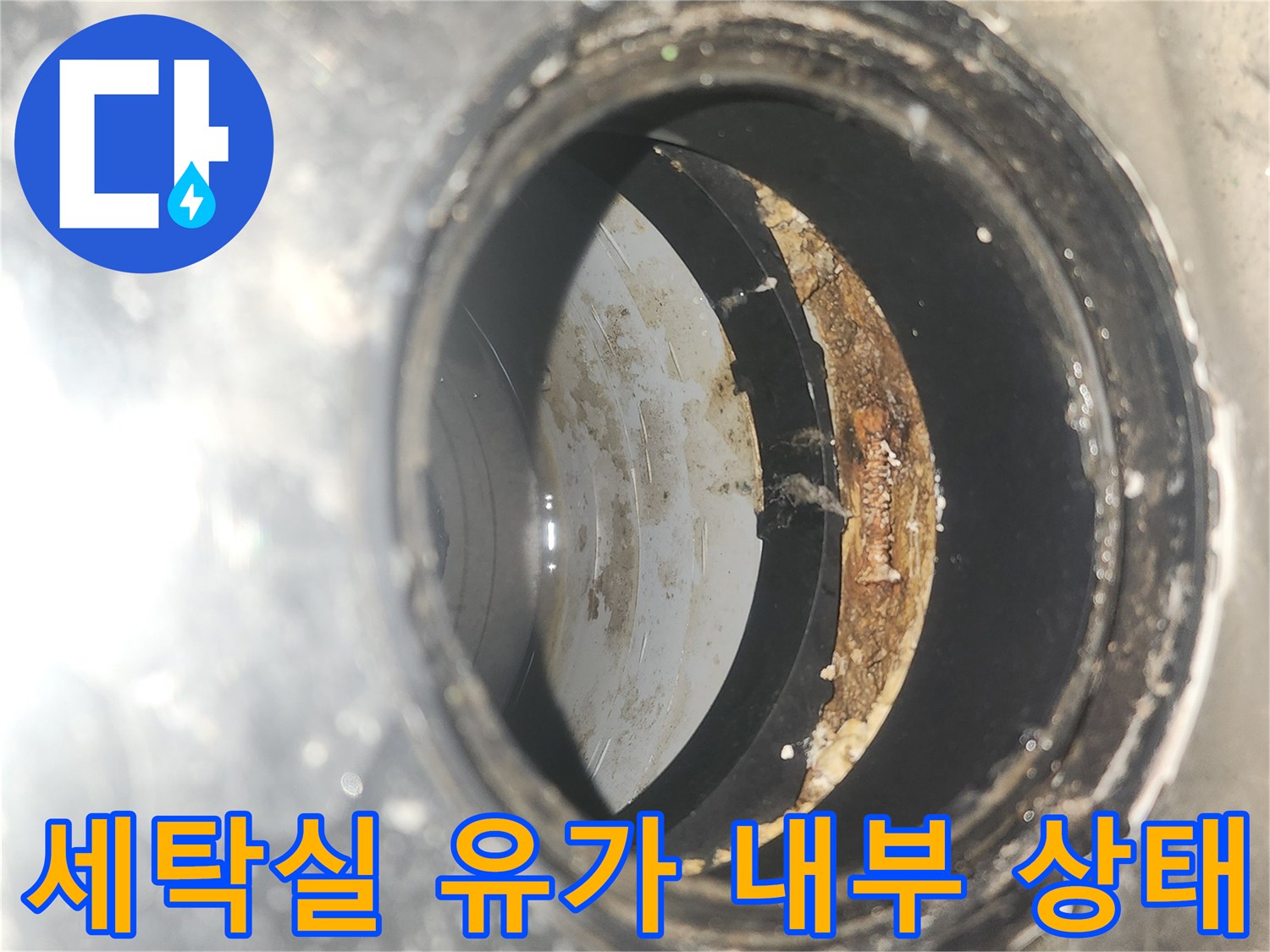 세탁실-배수구-유가-안쪽-방수층-파손-상태