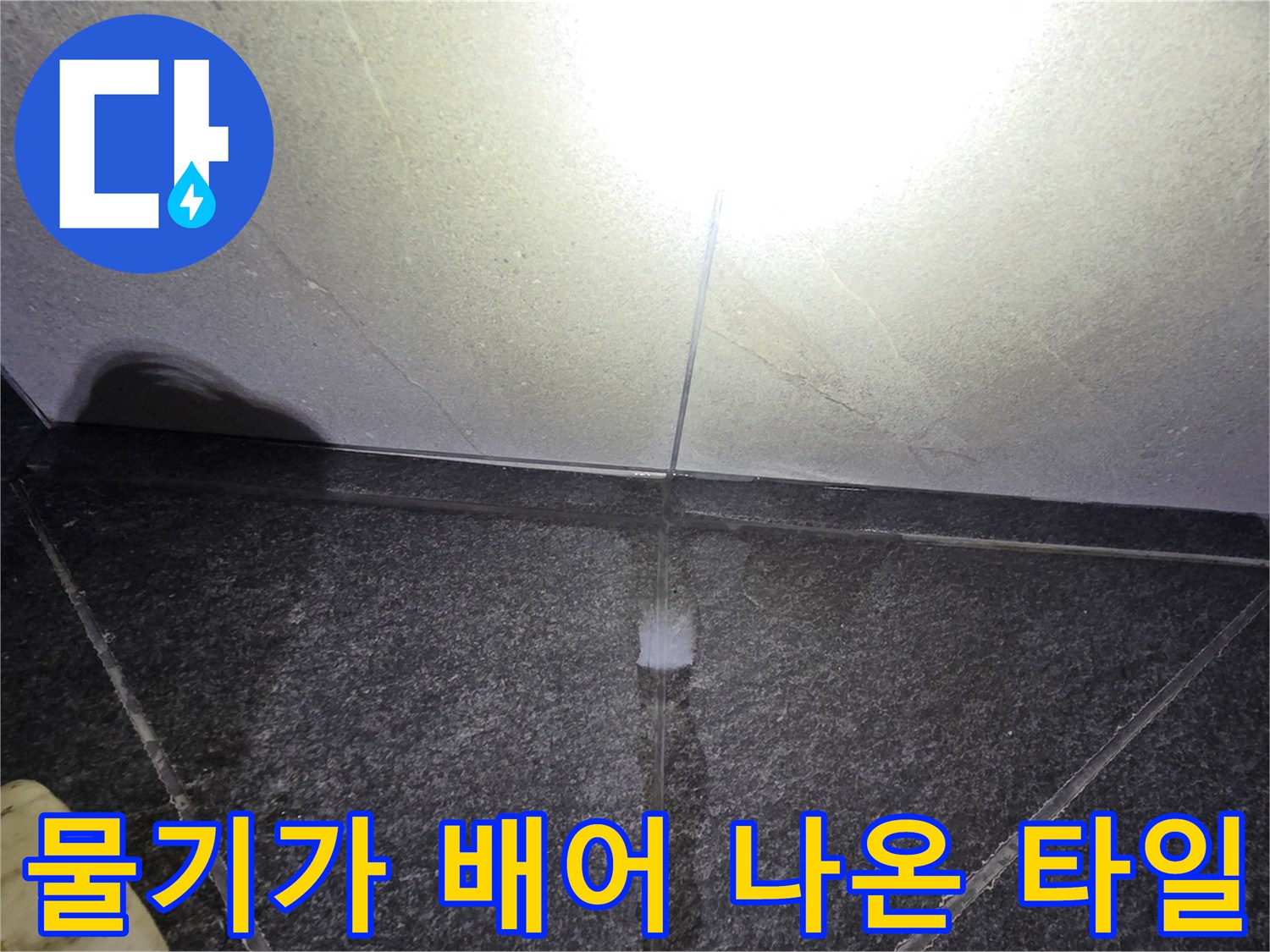 바닥 타일-줄눈 부위의 수분 침임 현상 기록