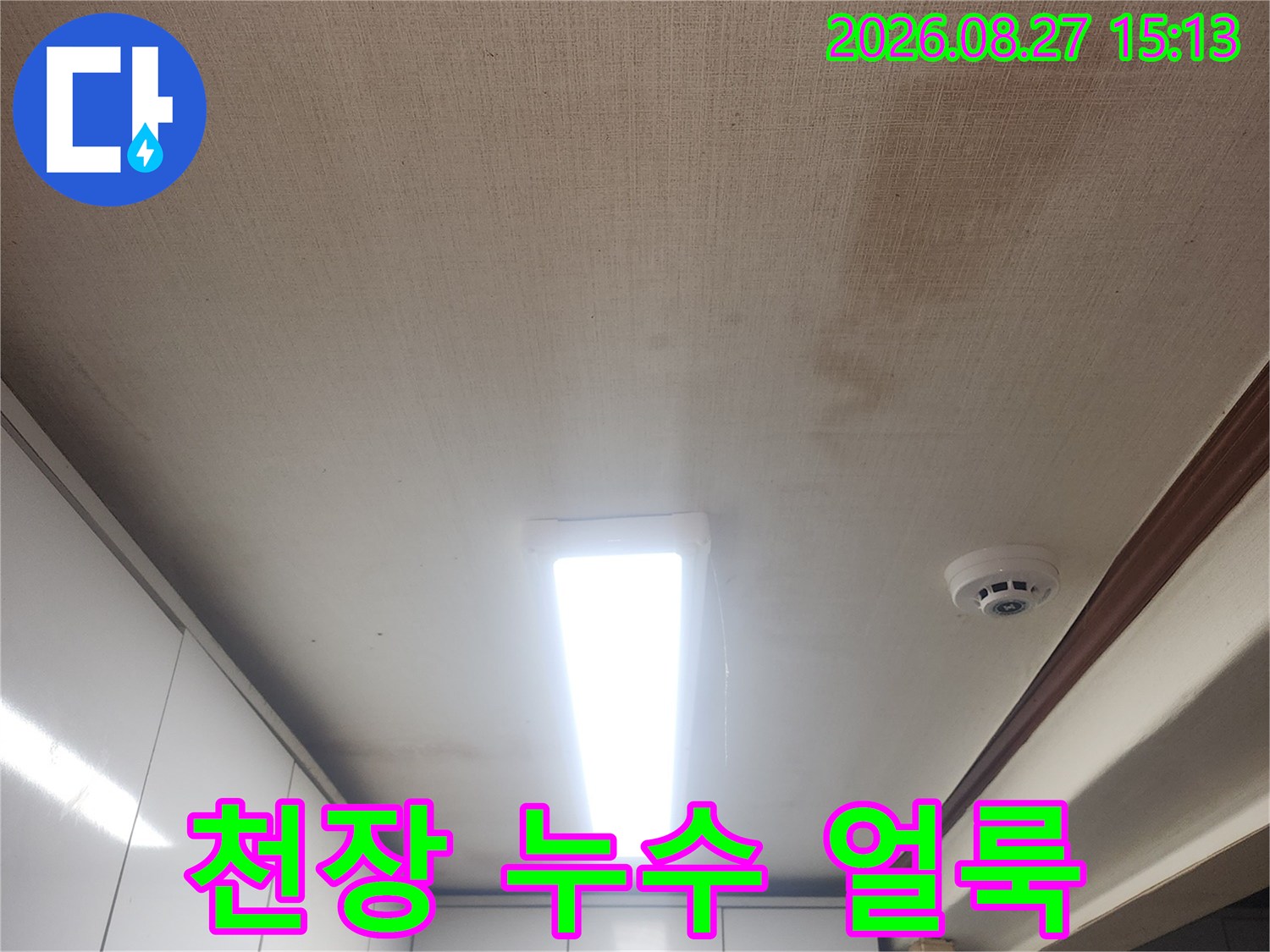 성북구 동소문동 아파트 천장 벽지에 나타난 누수 흔적과 곰팡이 현상