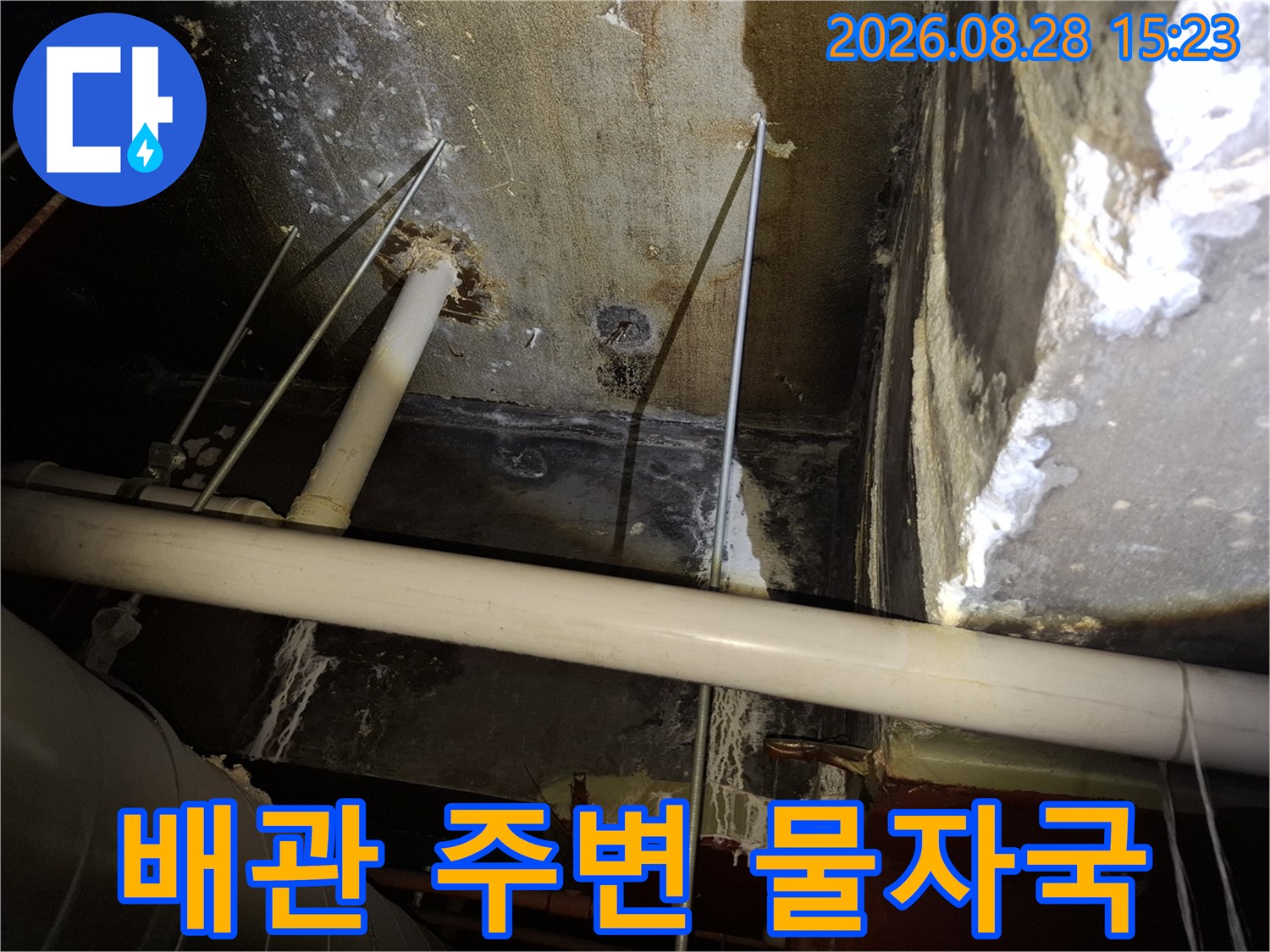 물에 젖어 부풀어 오른 천장재