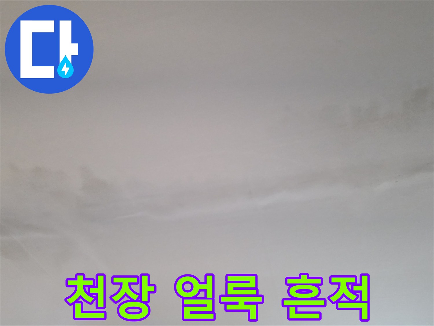 빌라 천장 벽지-물에 젖어 어둡게 변한 누수 부위
