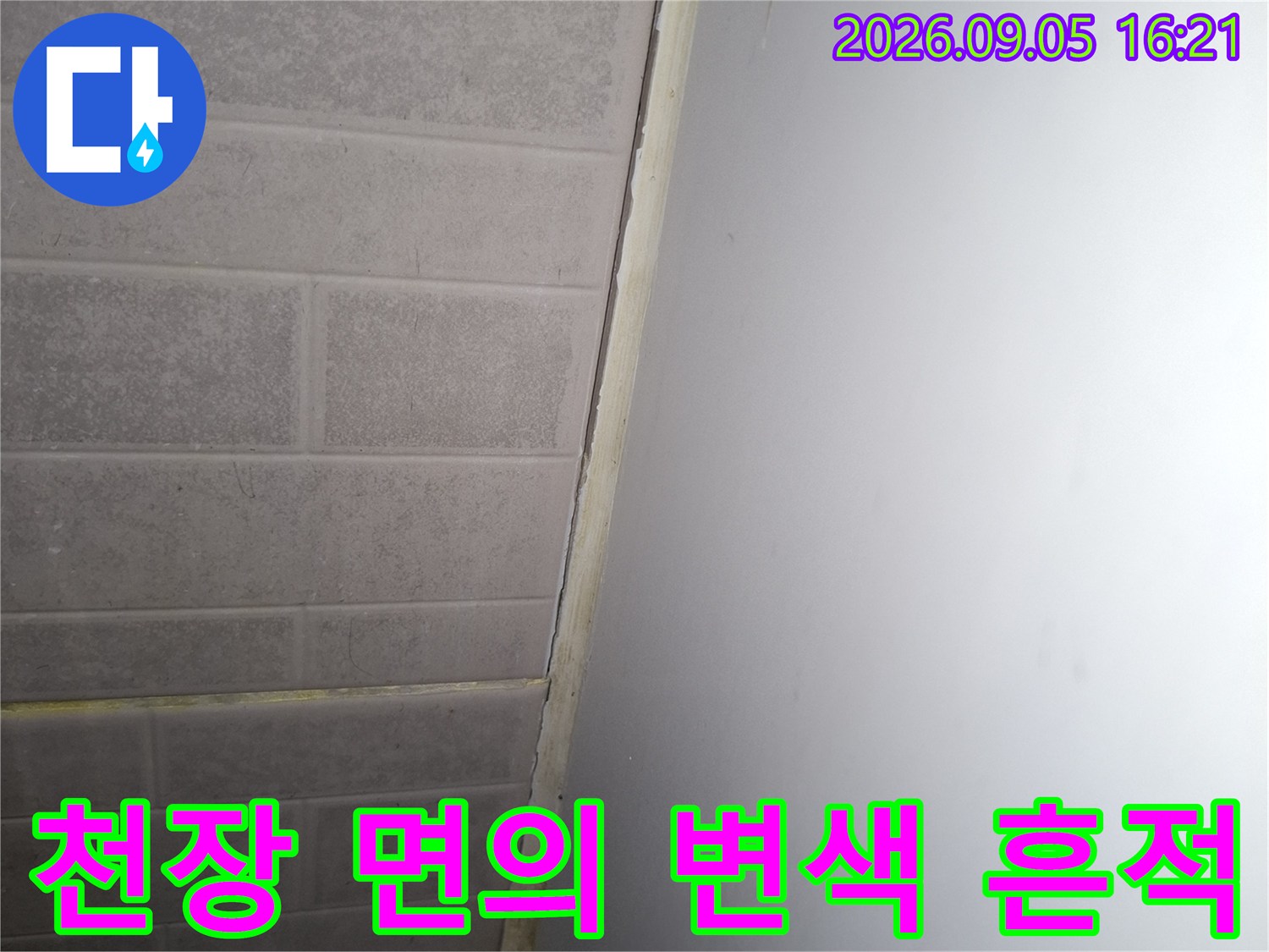 상도동 아파트-천장 상단부의 물샘 의심 부위 촬영