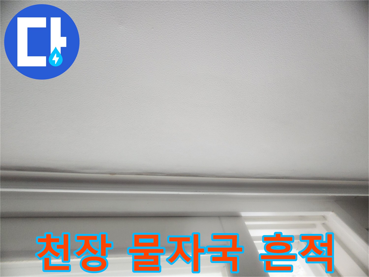 아랫층 천장에 발생한 습기 및 얼룩 상태 - 누수 점검 현장